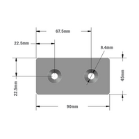 41-180-1SS MODULAR SOLUTIONS TIE PLATE 45MM X 90MM X 6MM<BR>FLUSH FLAT WITH STAINLESS STEEL HARDWARE